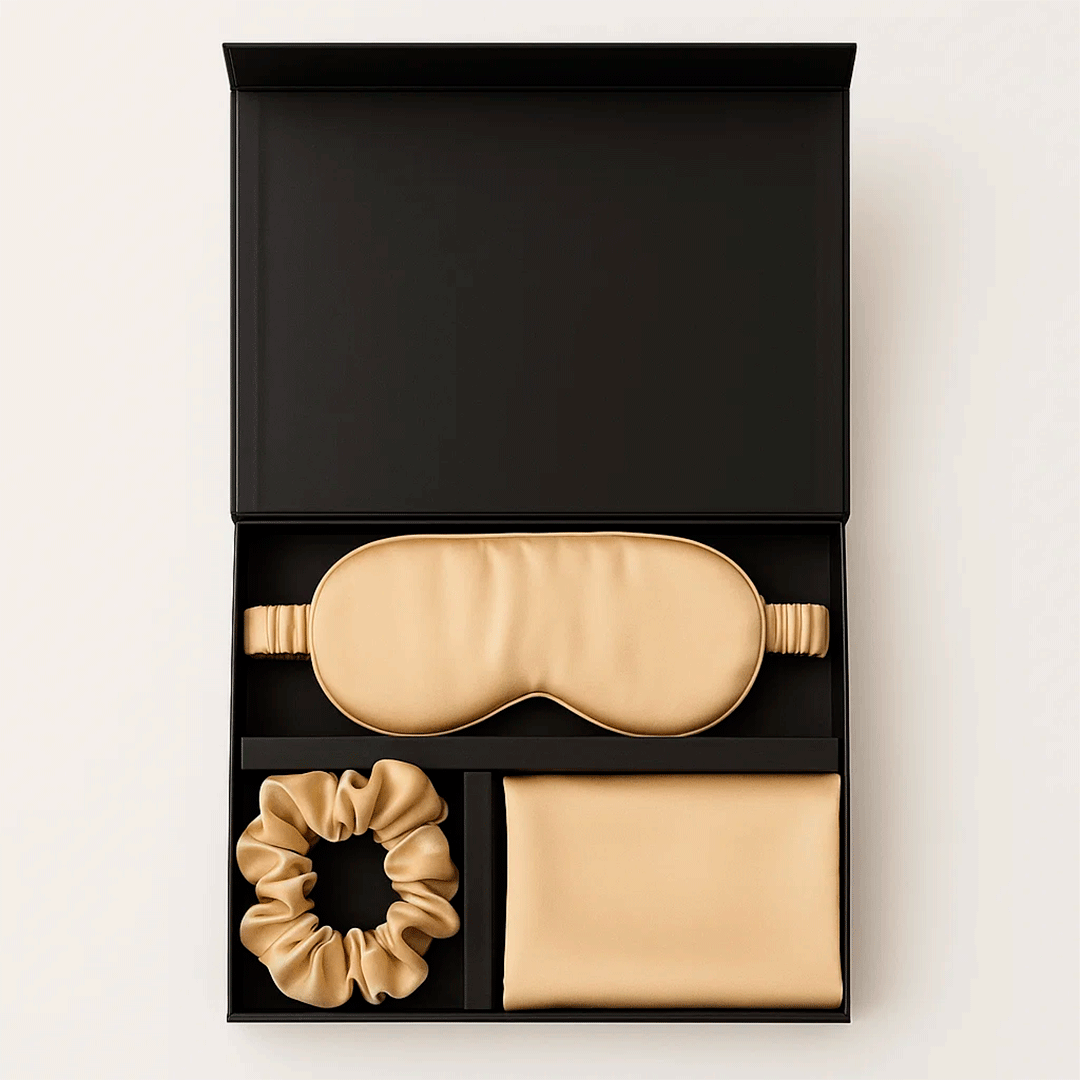 Luxury Mulberry Silk Sleep Gift Set (Pillowcase + Eye Mask + Scrunchie) Perfect Gift for Yourself or Her