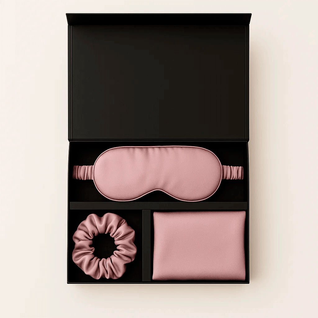 Luxury Mulberry Silk Sleep Gift Set (Pillowcase + Eye Mask + Scrunchie) Perfect Gift for Yourself or Her