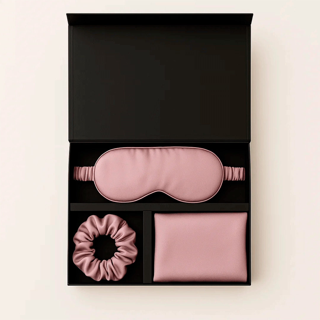 Luxury Mulberry Silk Sleep Gift Set (Pillowcase + Eye Mask + Scrunchie) Perfect Gift for Yourself or Her