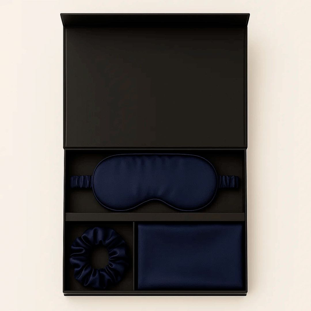 Luxury Mulberry Silk Sleep Gift Set (Pillowcase + Eye Mask + Scrunchie) Perfect Gift for Yourself or Her